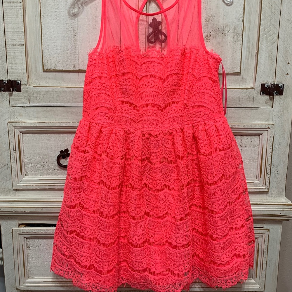 Gianni Bini pink crochet dress